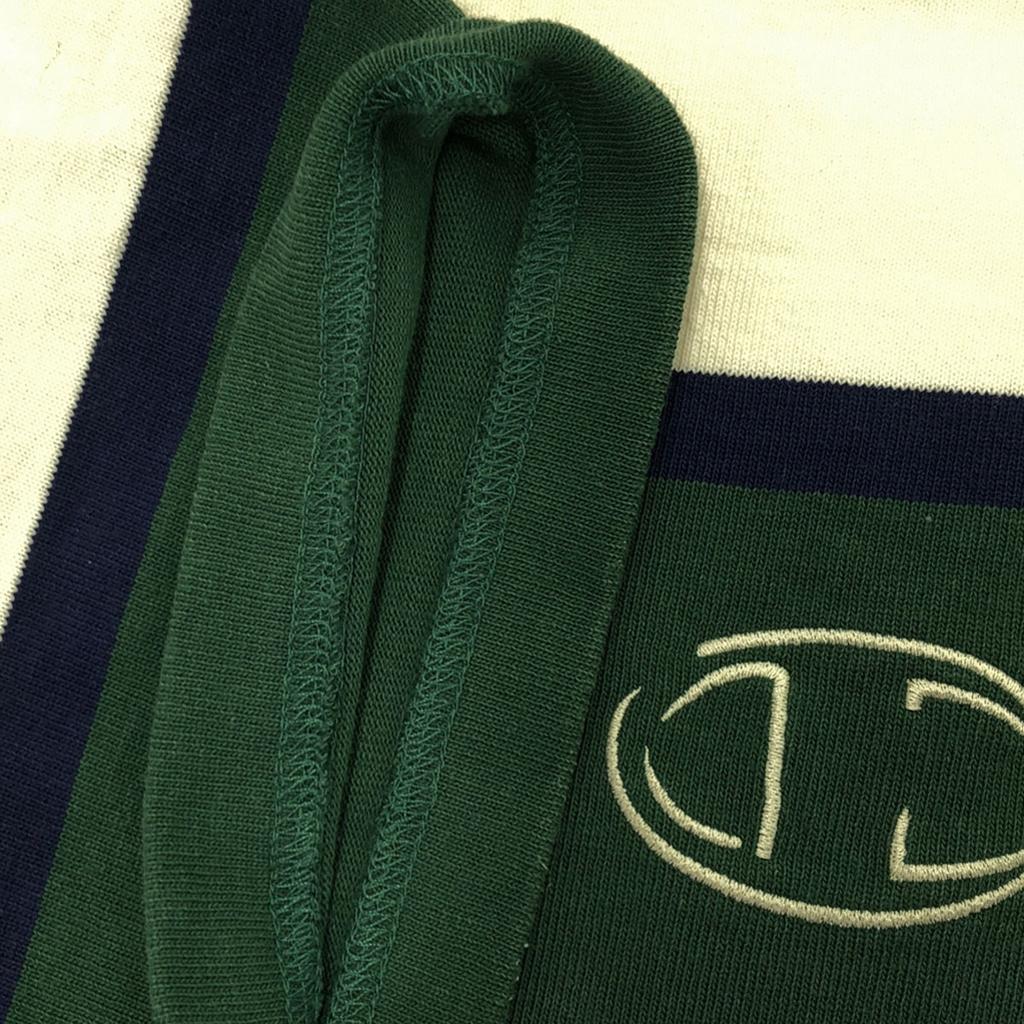 Champion Border Pattern Logo Embroidery Five-quarter sleeve Short sleeve T-shirt Men's Used