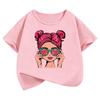 Fashion Girl Design Printed T Shirts Soft Short Sleeve Kids Children's T-shirt Girls Summer Spring Casual Top Tee Shirt