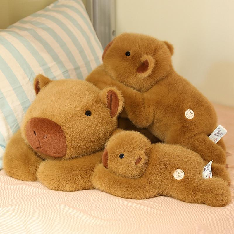 

Soft Fluffy Capybara Long Pillow Plush Stuffed Animal Nap Sleeping Toy Cute Home Decor Sofa Cushion 30cm коричневий
