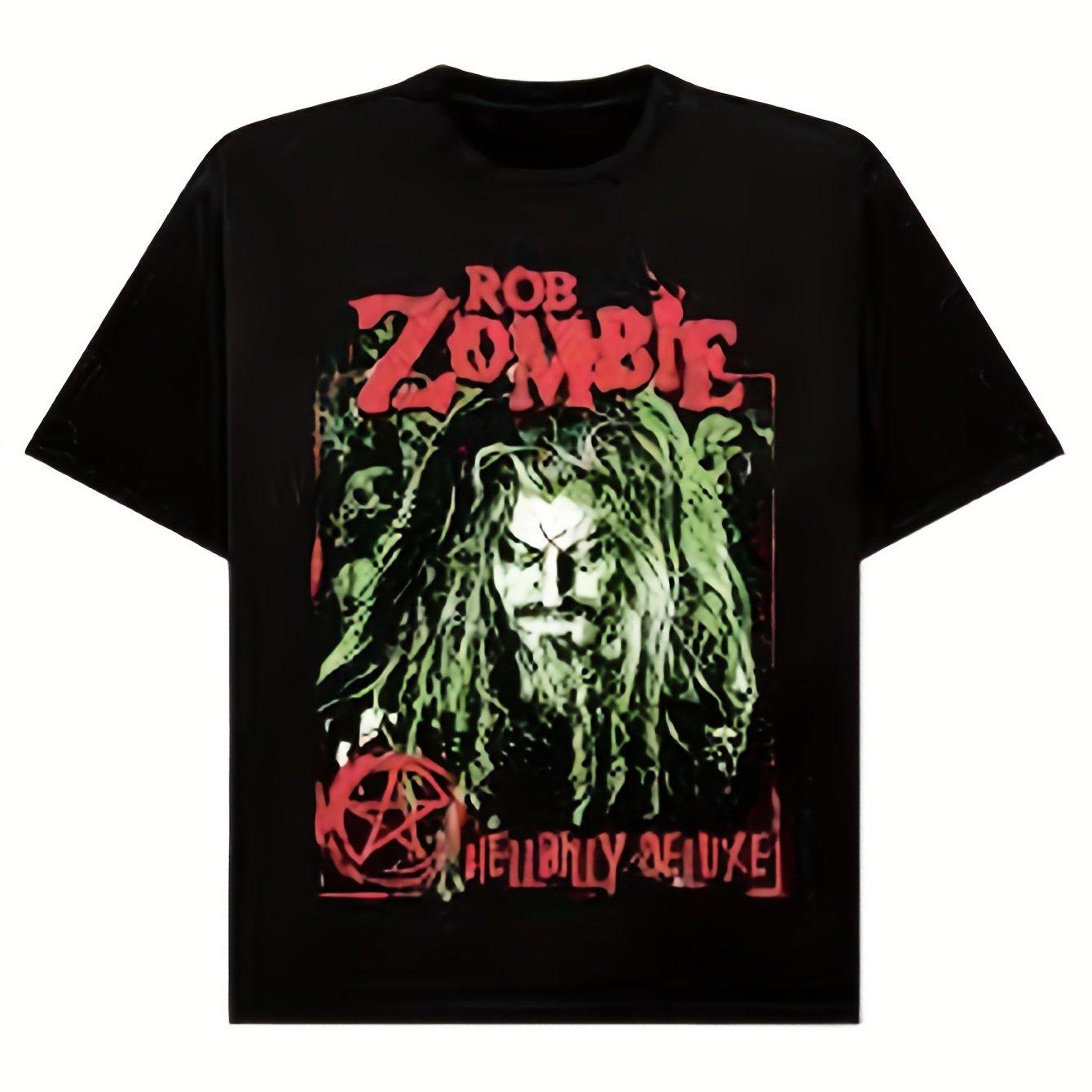 

Pattern Tshirt with Zombie Face and Rob Zombie Text Black Concert Tshirt Halloween Unisex Adult and Youth 4XL