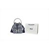 MLB Monogramm Serie NY Yankees Retro Blumendruck Kordelzugverschluss Eimertasche Unisex Taschen Denim-Blau 32BG34111-50N