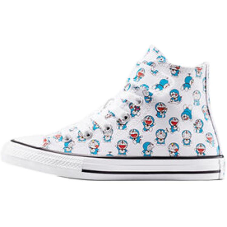 

Doraemon x Converse Chuck Taylor All Star EasyOn High PS Сникеры детские с принтом Doraemon по всей поверхности Белый Гавайский-океан Черный A15793C 27