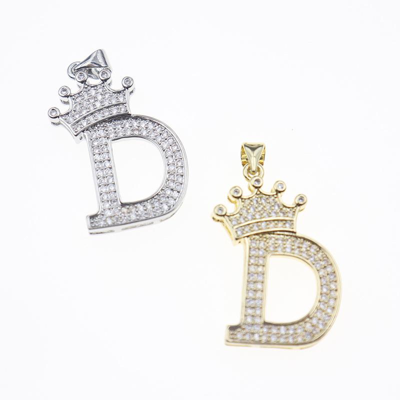 26 English Letters Women'S Letters Crown Pendant Necklace Zircon Pendant Jewelry