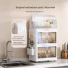 3-Tier Dustproof Kitchen Dish Drying Rack with Cover