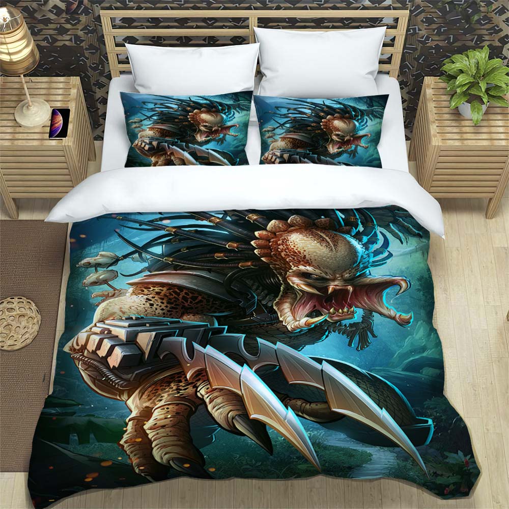 This Bedding Set Features a Print Inspired by the Movie "The Predator." It's an Exquisite Set Including a Duvet Cover and Pillow