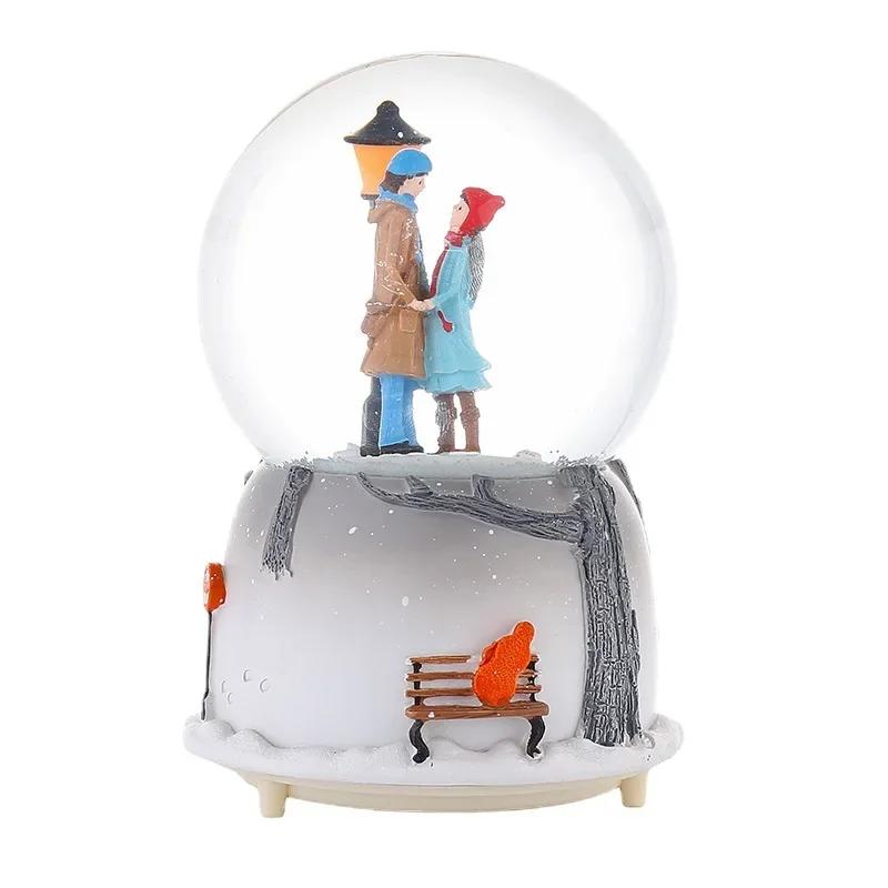 Sky City Music Box Automatic Snowfall Crystal Ball Birthday Gift Resin Crafts Desktop Ornament