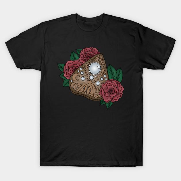 Men Black Print T-shirt Floral Ouija Planchette No-Cut Transfer Paper Print Cotton Tshirt S чёрный
