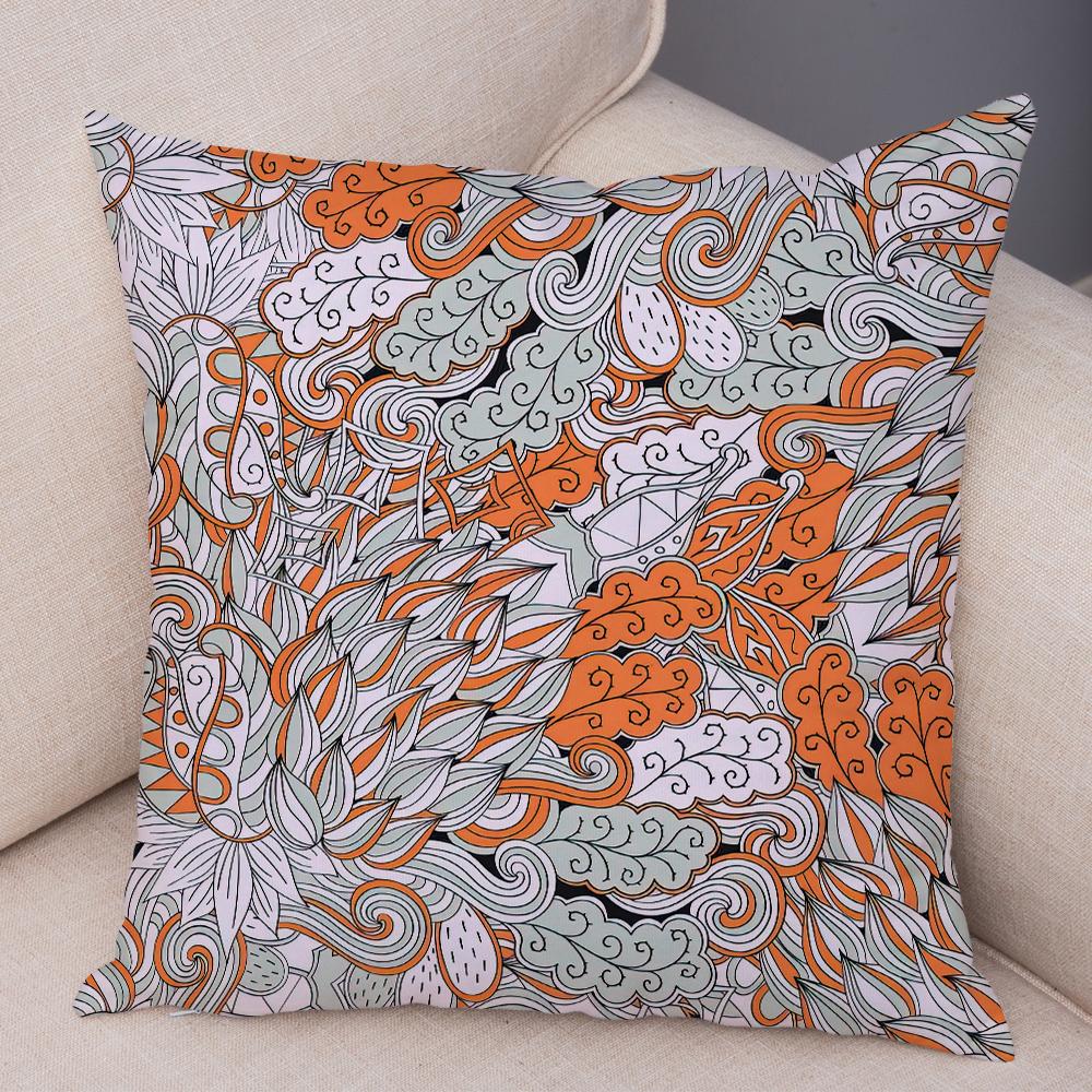 Bright Abstract Bohemian Floral Art Print Household Sofa Bedroom Decoration Pillow Cover Cushion Shell