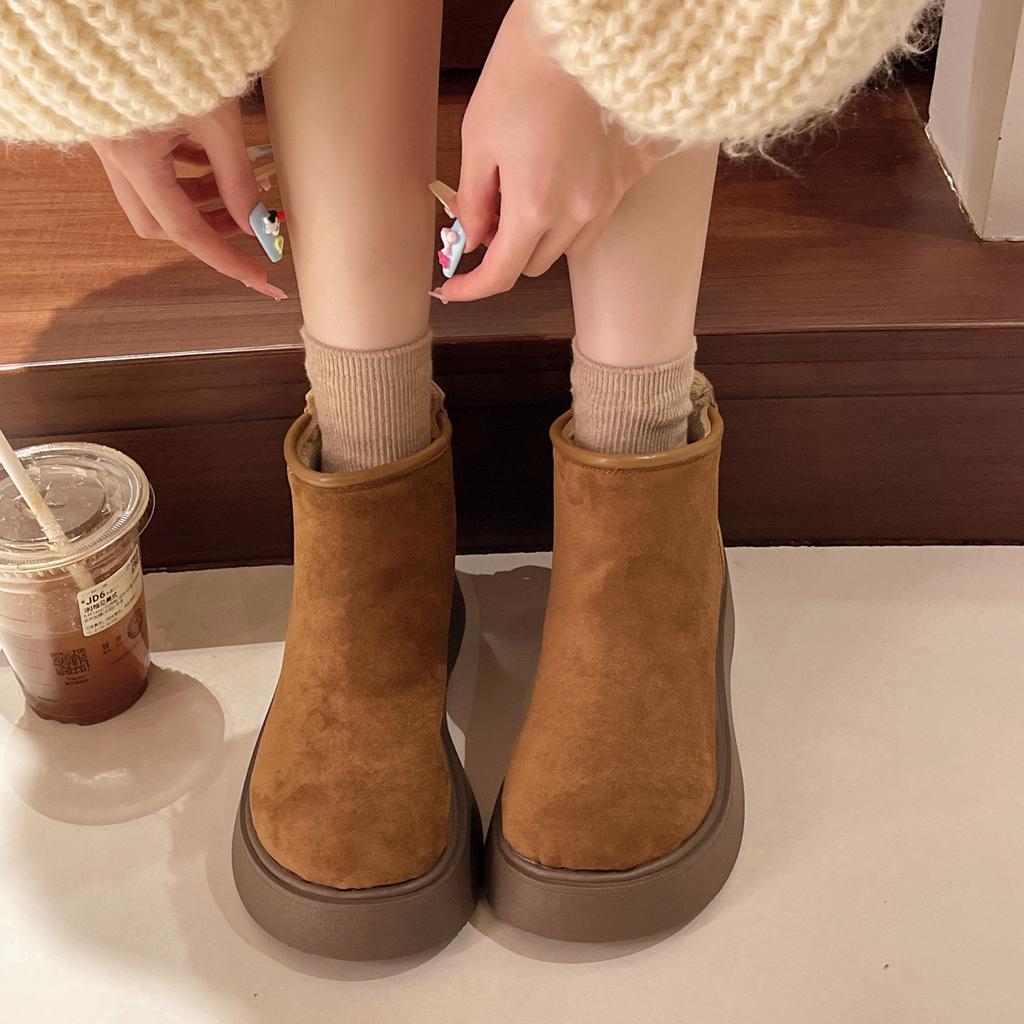 British Style Thick-soled Cigarette Boots Women's 2025 Autumn and Winter New Velvet Suede Martin Boots Short Thin Boots Short Boots