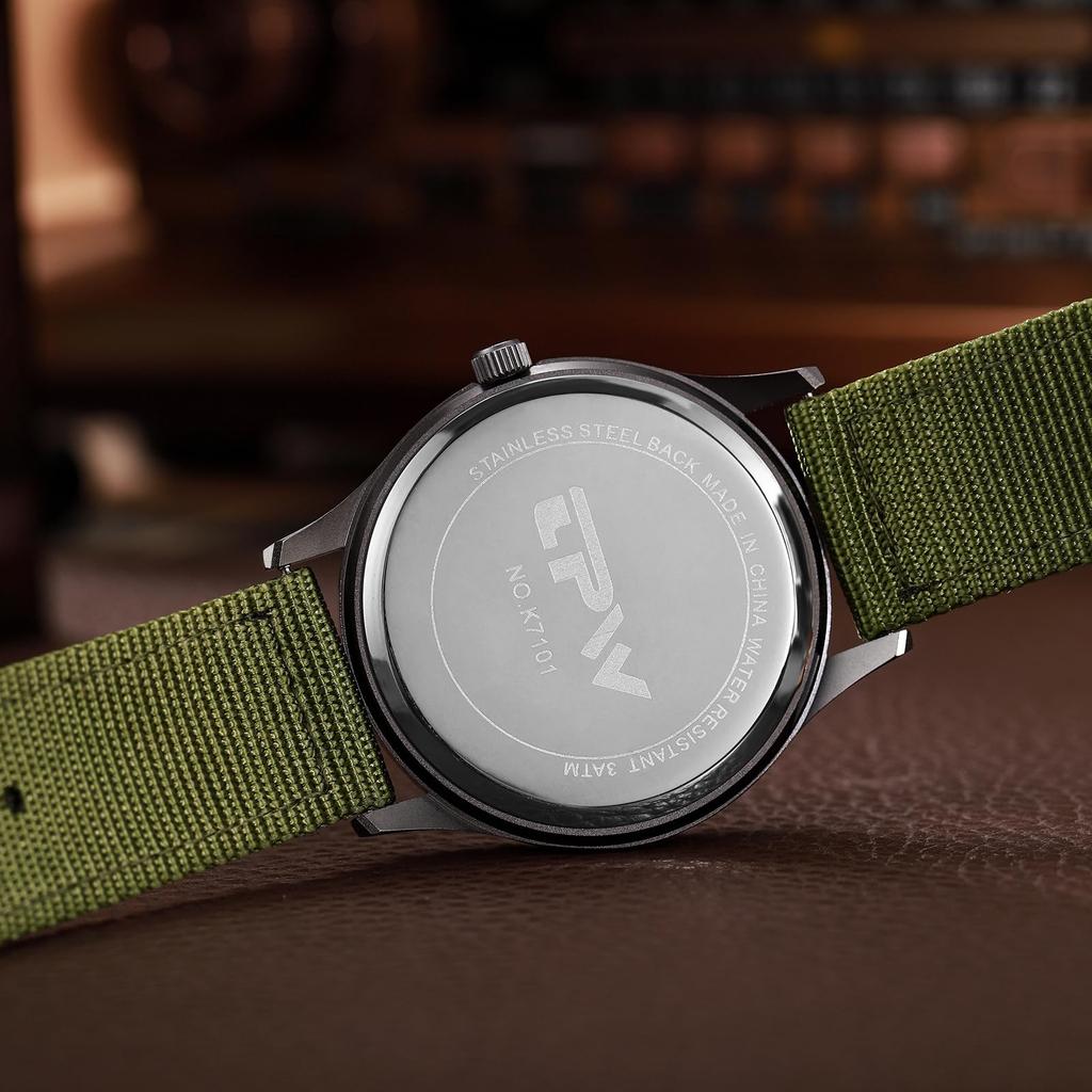 Men's Military Watch with Nylon Strap, Waterproof, Luminous Analog Display, Calendar, Upgraded Edition, Simple and Stylish Sports Watch, 1224 Quartz