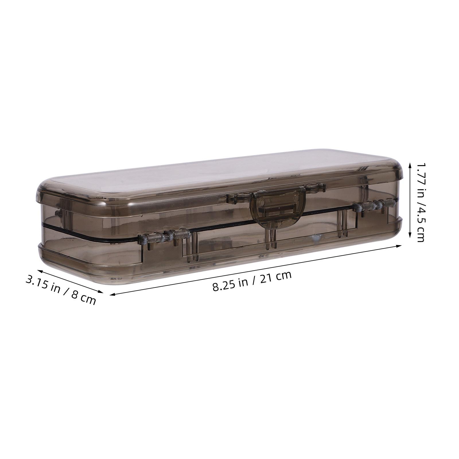 Large Capacity Clear Pencil Box Plastic Sturdy Multi-Use Pen Organizer Stationery Storage Case Clear Pencil Case чёрный