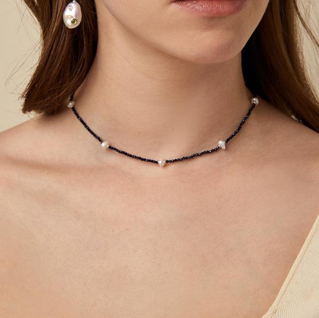

Natural Freshwater Pearl Necklace Light Luxury Dopamine Wear чорний