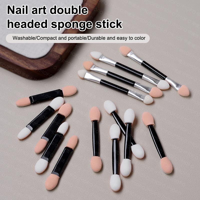 10 Stück Nagelpulver Pinsel Schwamm Einweg Doppelseitig Lidschatten Applikator Spiegel Chrom Pigment Schwamm Stift