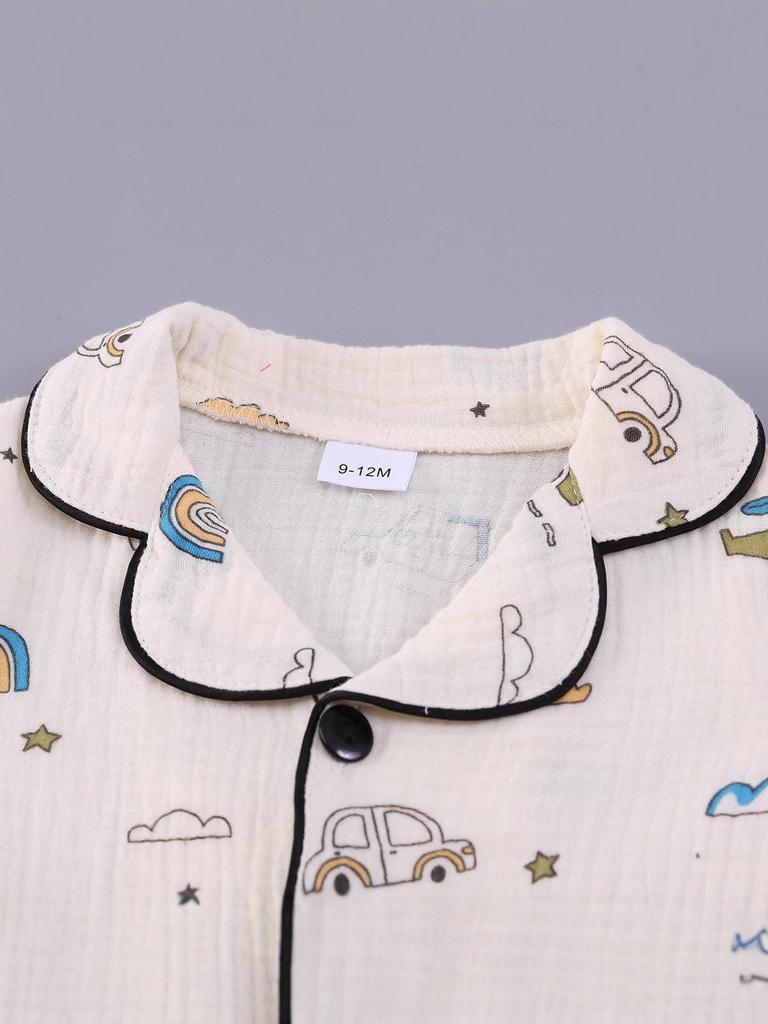 2025 Spring & Autumn Cartoon Kids' Pajamas: Long Sleeve, Double Layer Cardigan for Boys & Girls