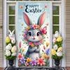 Floral Banner Cute Rabbit Easter Display Happy Easter Banner Butterfly Accent Rabbit Backdrop For Church Event Indoor Decoration