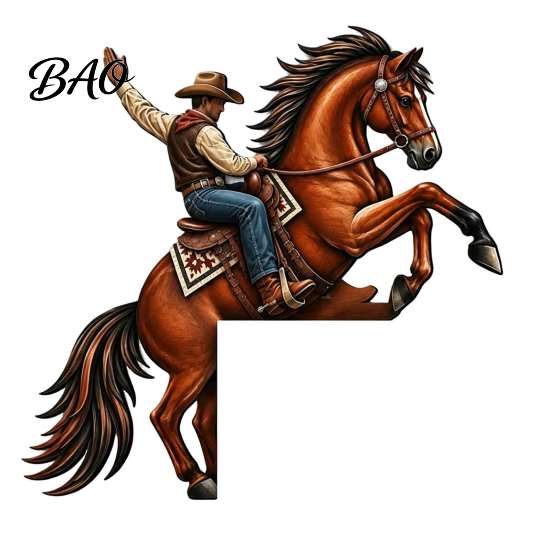 Rustic Home Ornaments Western Horse Wooden Door Topper Decor, 2D Printed Frame Vintage Interior Wood Craft Ornament, Top Shelf Decoration for
