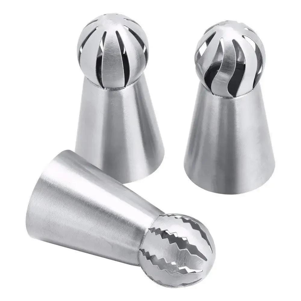 3pcs Silicone Kitchen Accessories Icing Piping Cream Pastry Bag + 3 Stainless Steel Nozzle Set DIY Cake Decorating Tips Set Tool