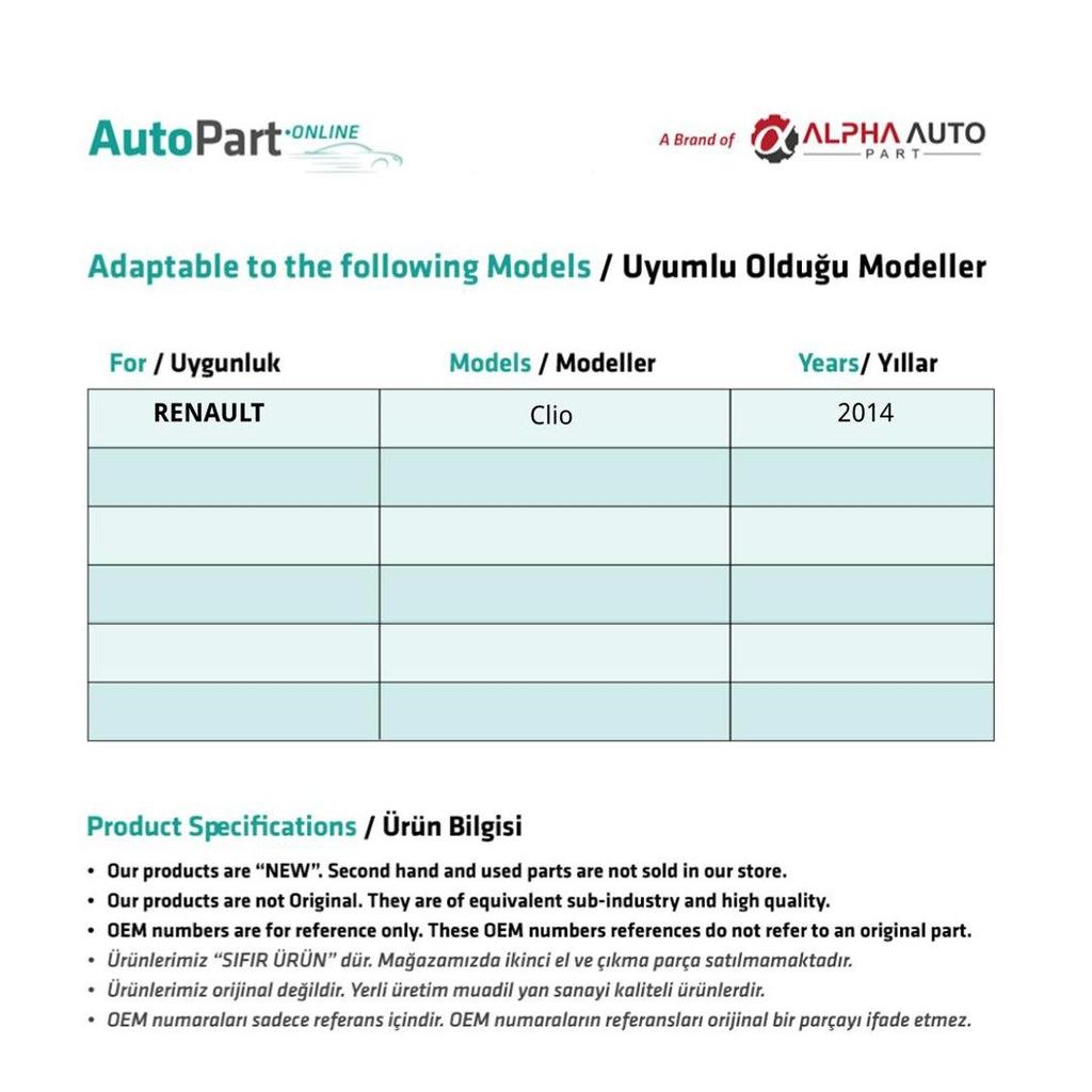 Windshield Repair Set-Right-Left-SET for Renault Clio 2014