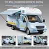 1/32 Scale Diecast Luxury RV Recreational Vehicle Car Model Metal Toy Motorhome Camper Van Touring Car Model Sound and Light Kids Gift