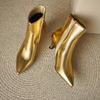 Fashion Gold Silver Zipper Pointed Women Short Boots Fashion New European American Winter Warm 5.5cm High Heels Ankle Boots Size 32-48