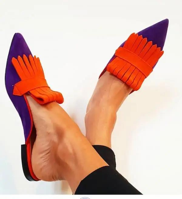 

Fashion Large size pointed toe shoes women s casual low heel sneakers tassel flat dress shoes new style lace-up sandals 43