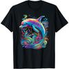 Colorful Rainbow Dolphin Graphic T-Shirt