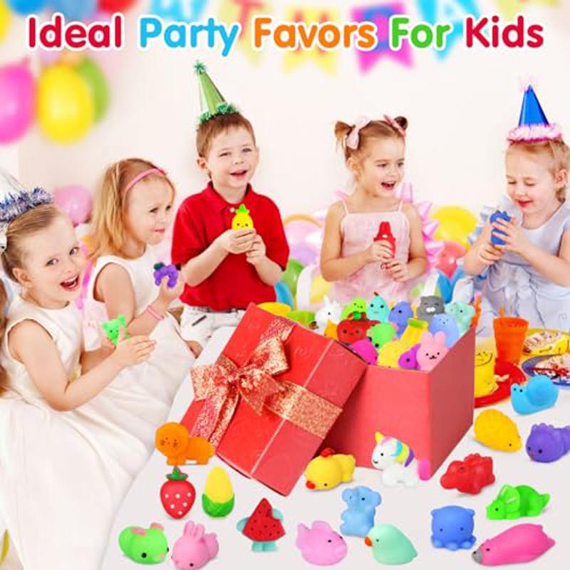 50 st Mini Mochi Squishies Kawaii Tecknad Squishy Leksaker för Barn Stressboll Kläm Partyfavoriter Stresslindrande Leksaker för Födelsedag