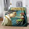 Pinocchio Flanell-Kuscheldecke, Klassischer Zeichentrickpuppen-Charakterdruck Weiche Decke für Sofa Bett Heimdeko