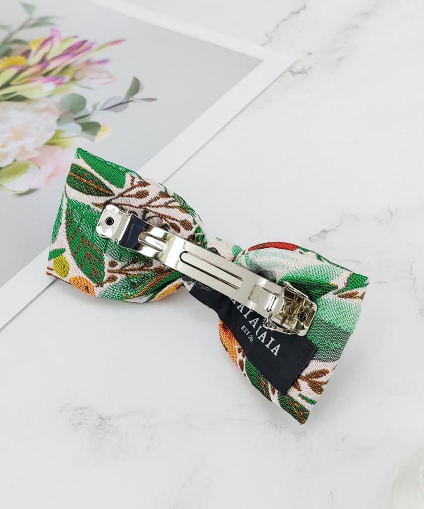 Maia Rose Jacquard Ribbon Pin - Green