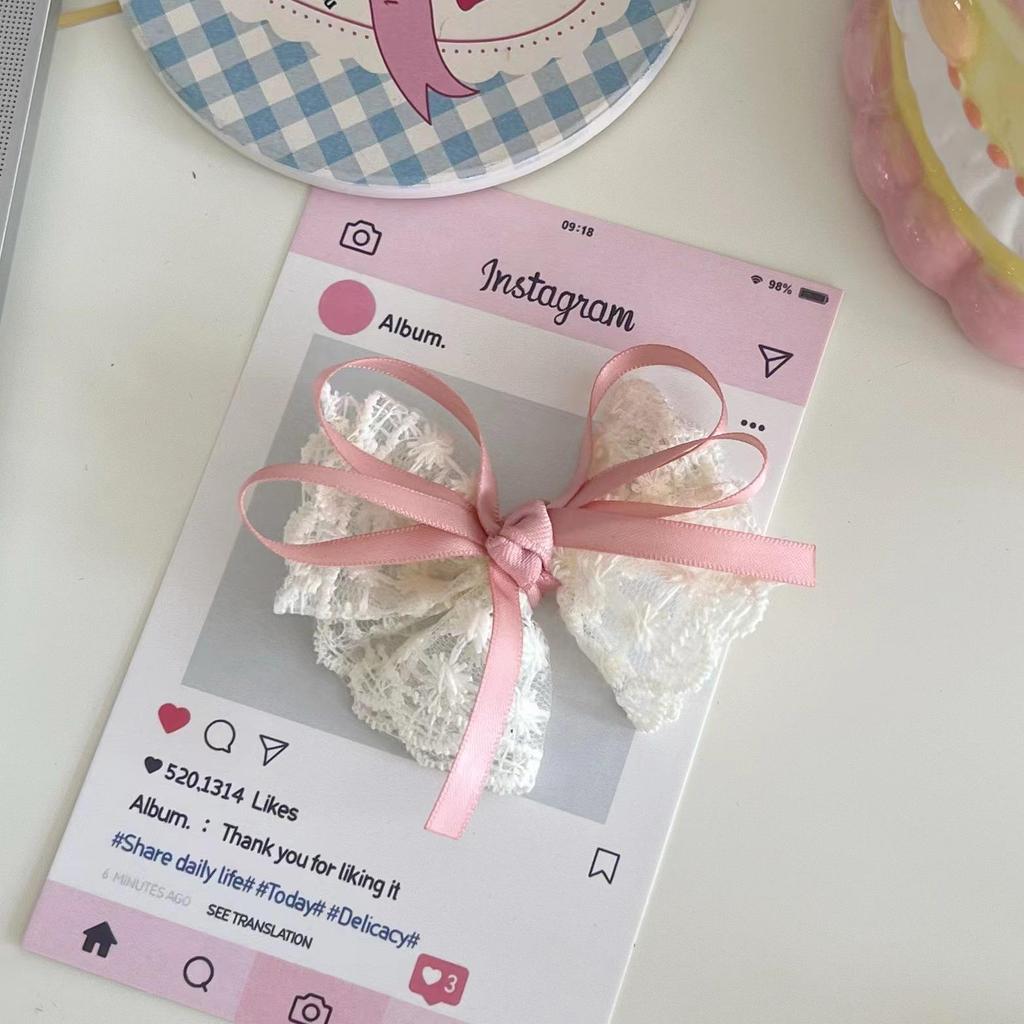 Korean Lace Bowknot Hair Clip for Girls: Handmade, High-end Headwear