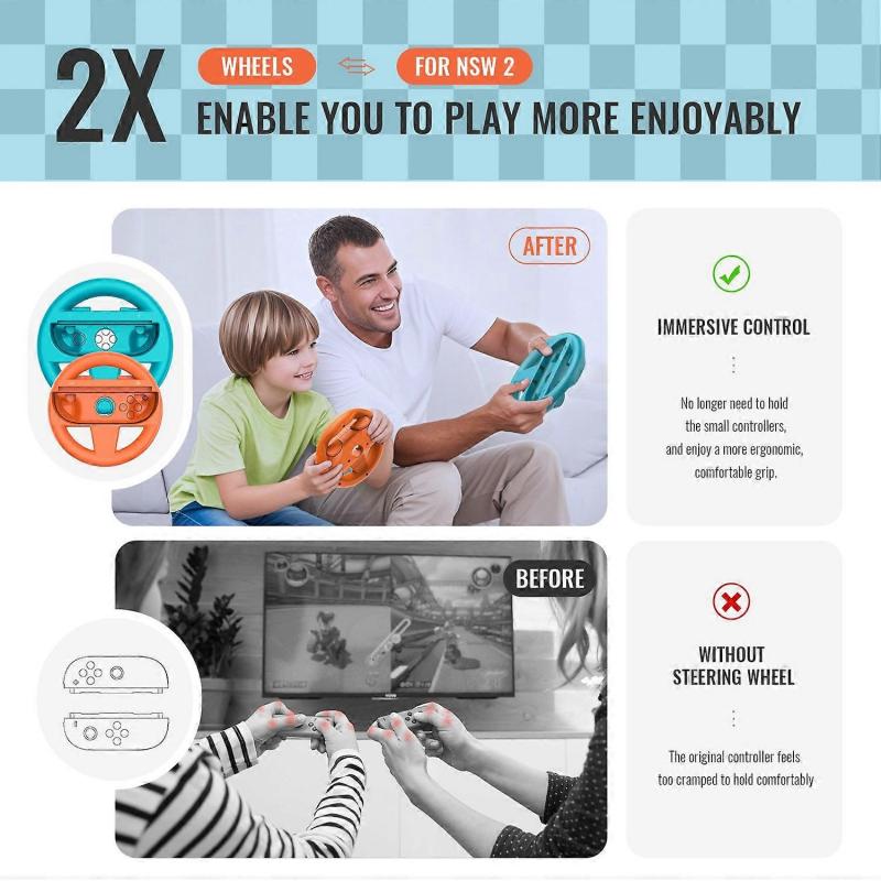 JYS-NS2275 2Pcs For Nintendo Switch 2 Large and Small Parent Child Racing Steering Wheel Controllers