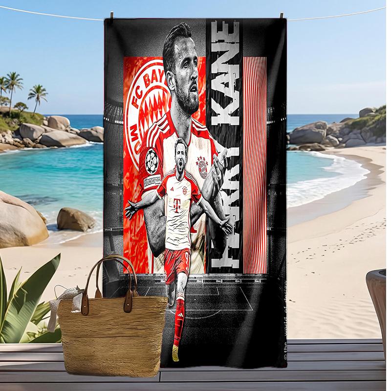 Harry Kane Aufdruck Strandtuch Schnelltrocknend Weiches Handtuch Tragbar Große Rechteckige Stranddecke für Reisen Schwimmbad