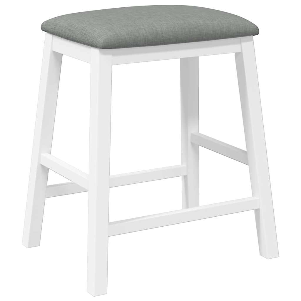 Bar Stools with Cushions 2 Pcs White Solid Rubberwood