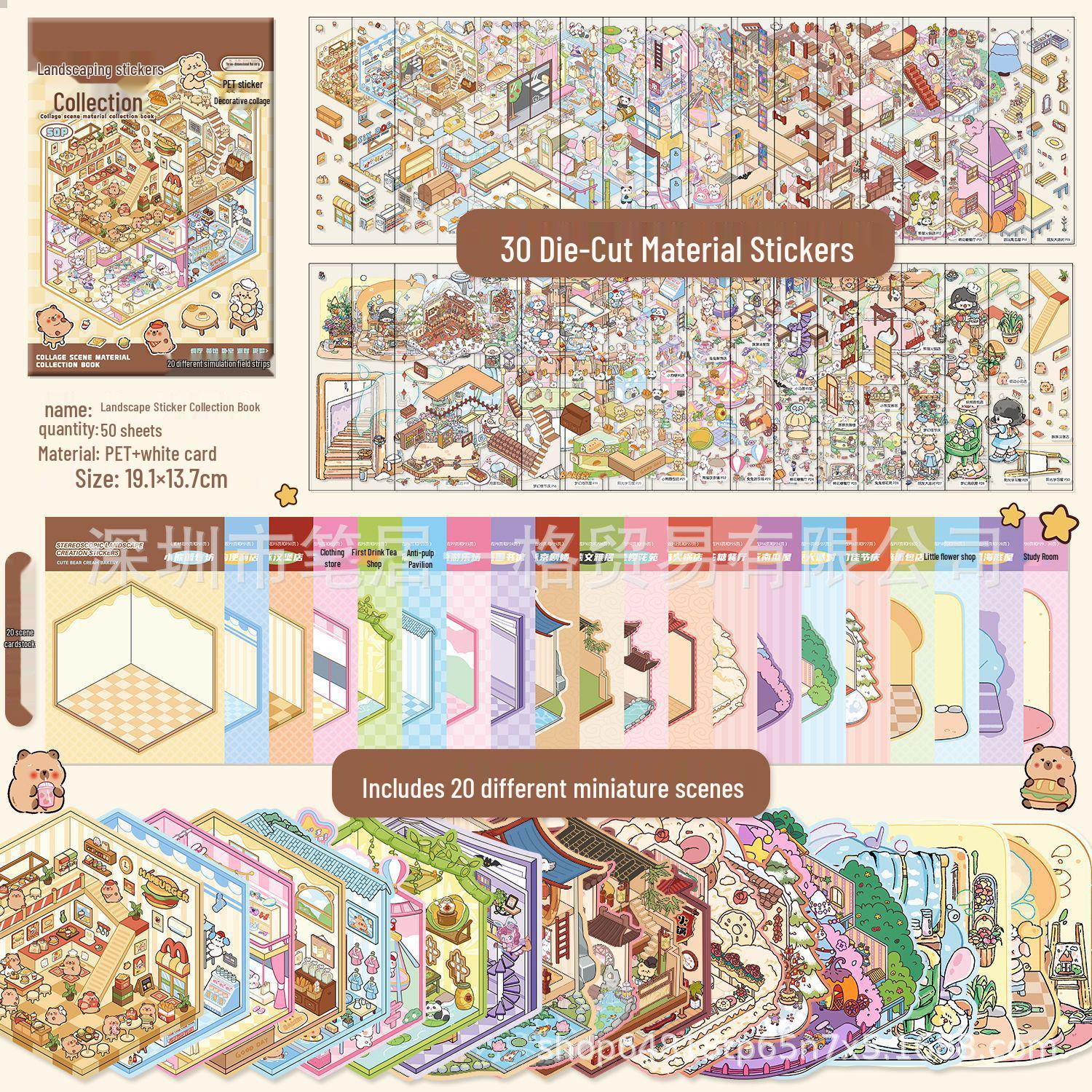 

Книга наклеек с 3D миниатюрным домом и пейзажем для DIY поделок