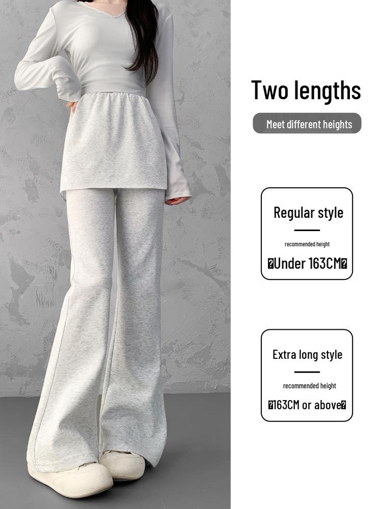 Women's High-Waisted Wide-Leg Flared Pants, Slimming Drapey Casual Look