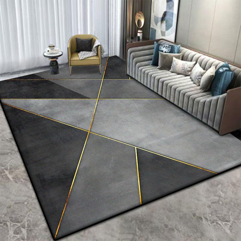 Modern Decorative Rug for Living Room Geometric Antiskid Sofa Tables Mat Flannel Soft Bedroom Cloakroom Carpet Machine Washable