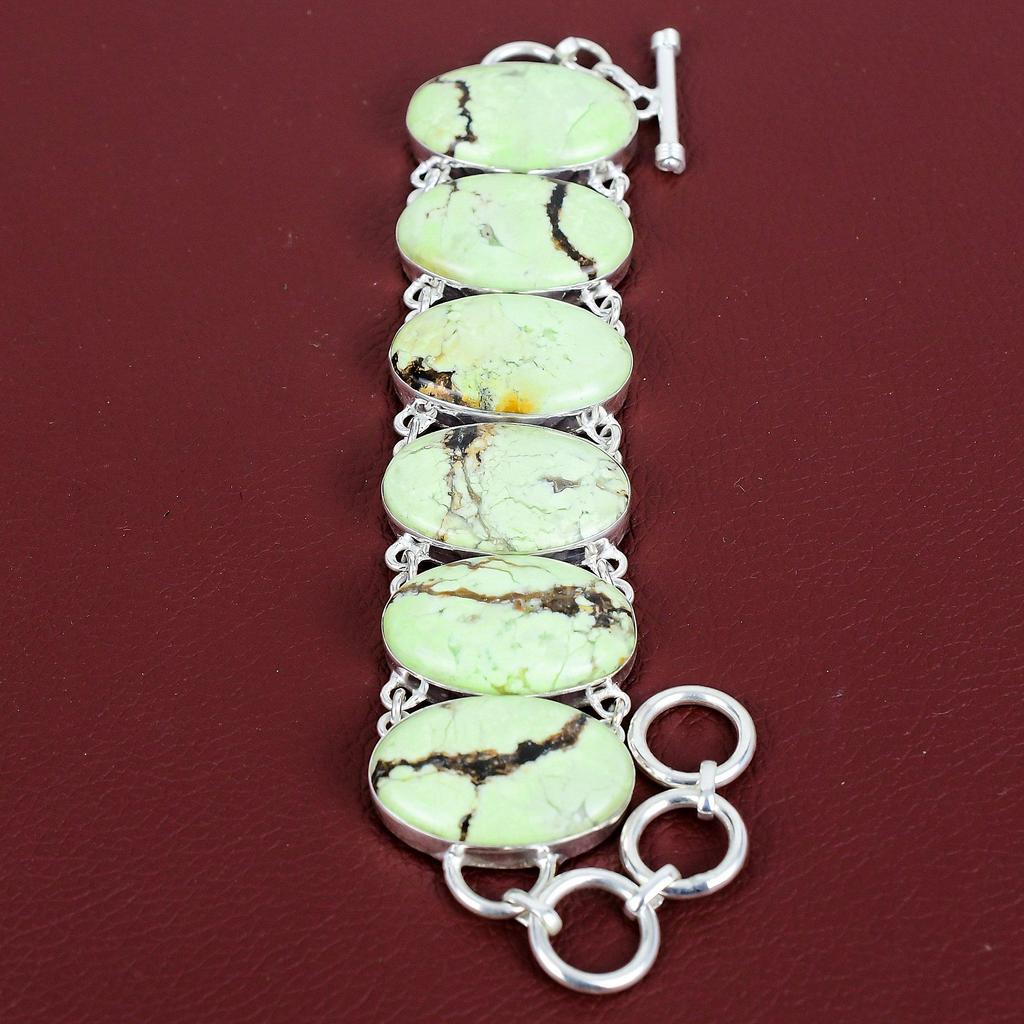 Lemon chrysoprase bracelet gemstone bracelet 925 sterling silver adjustable chain bracelet handmade lemon chrysoprase jewelry gifts for him