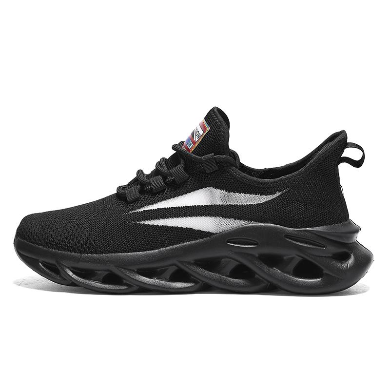 Men's Sports Running Black Jogging Shoes Casual Sports Shoes Outdoor Breathable Mesh Lightweight Shock-absorbing Tennis Shoes