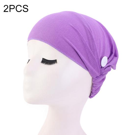 2Pcs Solid Color Headband Anti Slip Buttons Head Wraps Nurse Doctor Kerchief Hat