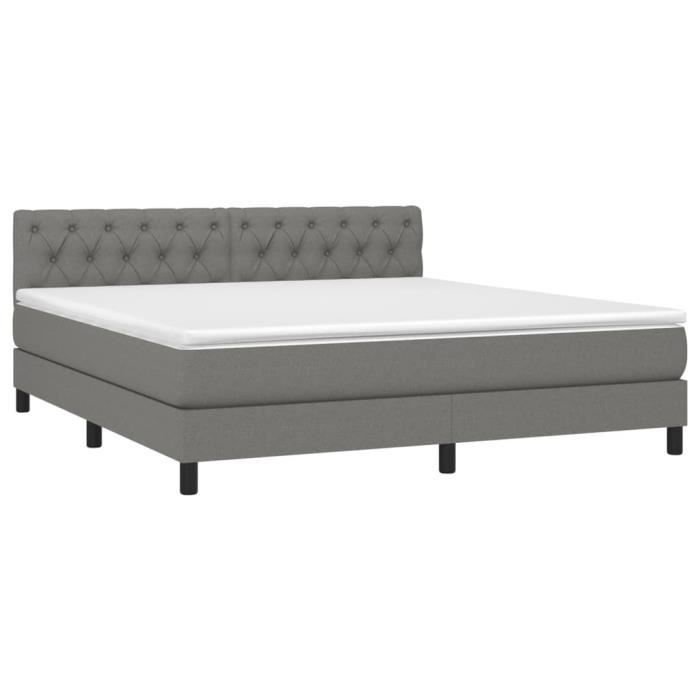 3140306 vidaXL Divan Bed with Mattress Dark Grey 160x200cm Fabric