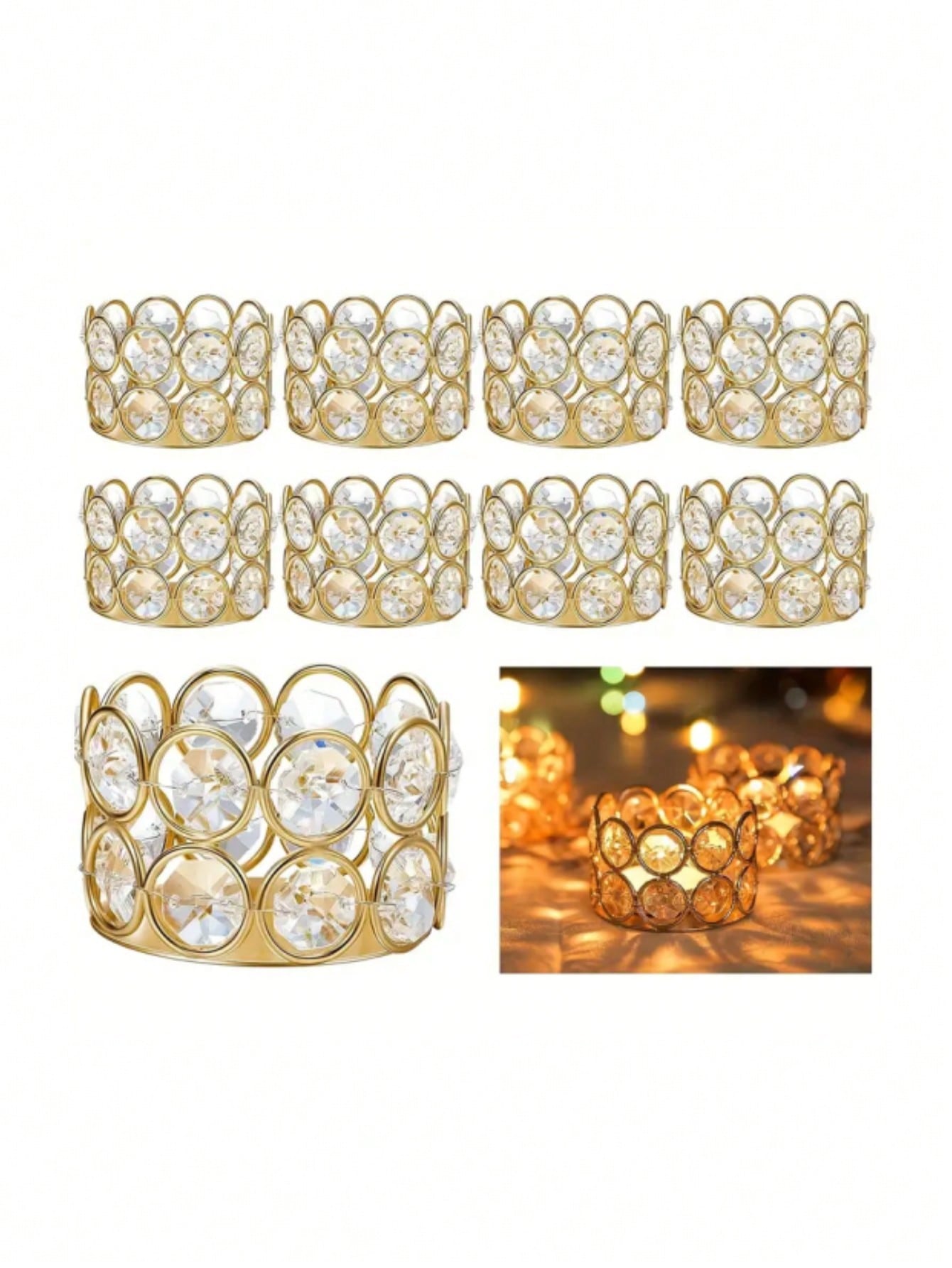 

1pcs Silver Gold Crystal Tea Candle Holder for Wedding Family Gathering Center Decoration S&1Pc