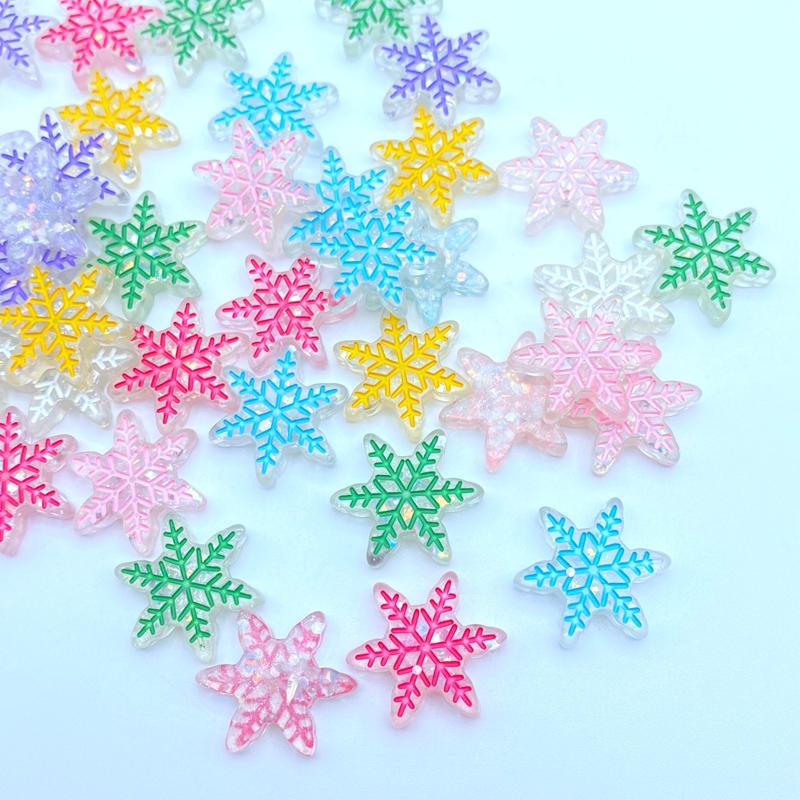 10/20Pcs New Resin Cute Mixed Mini Snowflake Flat Back Cabochon Scrapbooking Hair Bow Center Embellishments DIY Accessories L09