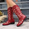 Fashionable Round Toe Thick Heel Color Matching Boots, Wear-resistant, Comfortable and Height-increasing Casual Women's Shoes