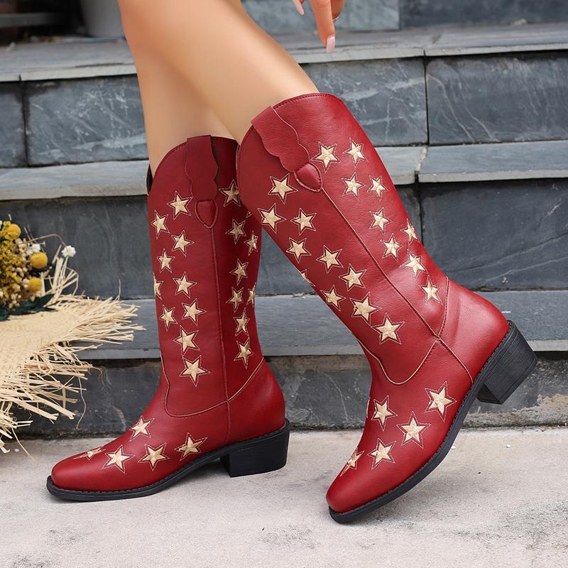 Fashionable Round Toe Thick Heel Color Matching Boots, Wear-resistant, Comfortable and Height-increasing Casual Women's Shoes