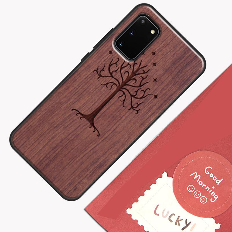 Tree Flower Bamboo Wood Phone Case For Samsung Galaxy S25 S24 S20 S21 S22 S23 Ultra S9 S10 Plus S23 FE Cover Shell