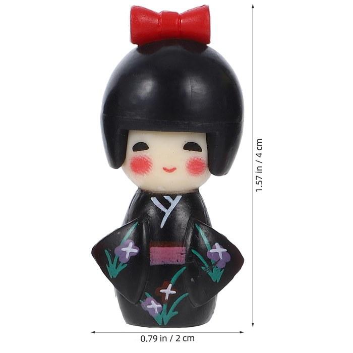 LEDMOMO Miniature Kokeshi Dolls 6-Pack 1.57 Inch PVC Assorted Color 4CM