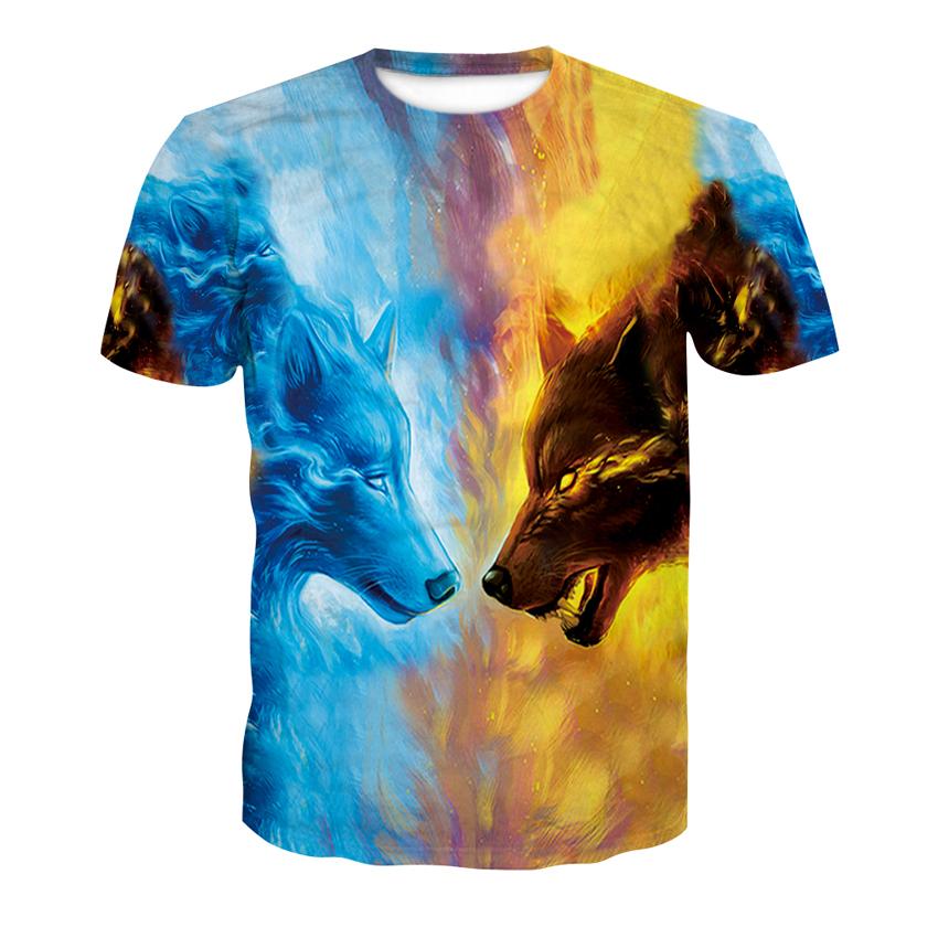 Fashion 3D Wolf Printed T-Shirts for Men/Women Personality Cool Printing Graphic Tee Shirt Unisex Short Sleeve T-shirt Plus Size