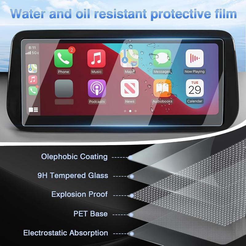 Car Navigation Screen Protector For Hyundai Santa Fe - Tempered Glass 9H Hardness Scratch Resistant Protective Film