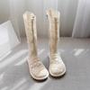 Netz High Cool Stiefel Damen Sommer Sandalen Dünne Hohlrohr Stiefel Baumwolle und Leinen Stil Martin Netzstiefel Damen Frühling und Herbst
