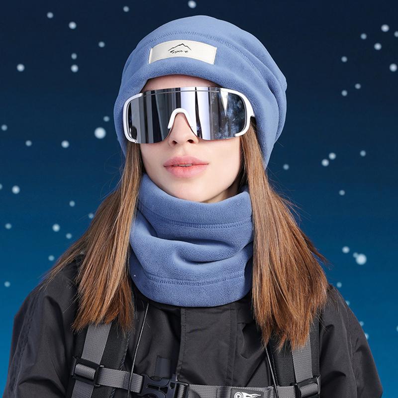 Winter Hat Scarf Suit Velvet Warm Ear Protection Cap Men Women Outdoor Cycling Coldproof Cap